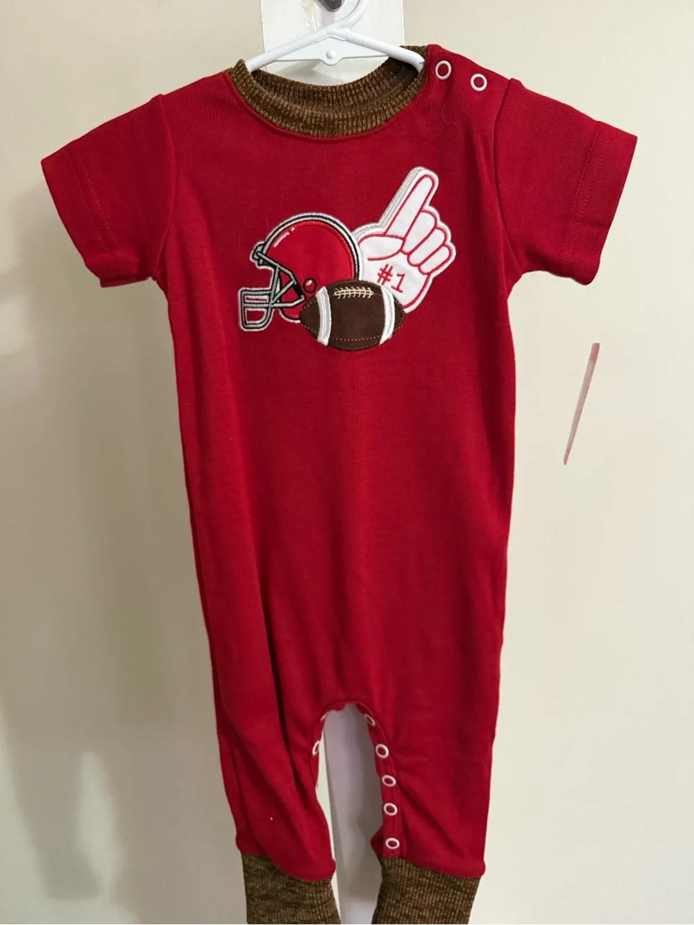 NWT Ricrac & Ruffles Football Romper
